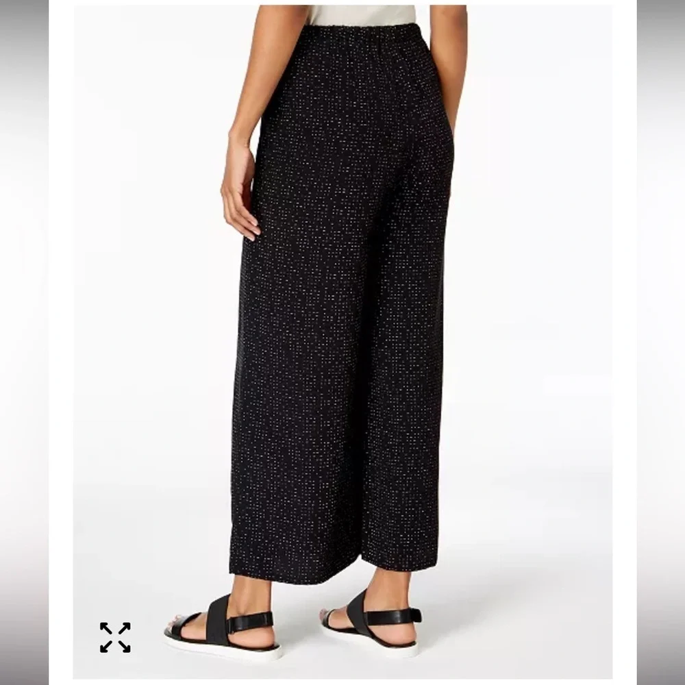 EILEEN FISHER The Future Is Female Wide Leg Crop Pants Tencel Viscose Morse Code